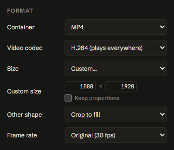 A custom size in a new shape